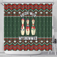 Christmas Bowling Rollin With My Snowmies Shower Curtain Xmas Holiday Patterns - Wonder Print Shop