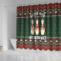 Christmas Bowling Rollin With My Snowmies Shower Curtain Xmas Holiday Patterns - Wonder Print Shop