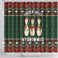Christmas Bowling Rollin With My Snowmies Shower Curtain Xmas Holiday Patterns - Wonder Print Shop