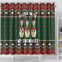 Christmas Bowling Rollin With My Snowmies Shower Curtain Xmas Holiday Patterns - Wonder Print Shop
