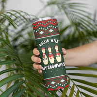 Christmas Bowling Rollin With My Snowmies Skinny Tumbler Xmas Holiday Patterns - Wonder Print Shop