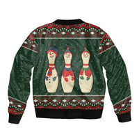 Christmas Bowling Rollin With My Snowmies Sleeve Zip Bomber Jacket Xmas Holiday Patterns - Wonder Print Shop
