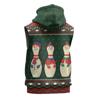 Christmas Bowling Rollin With My Snowmies Sleeveless Zip Hoodie Xmas Holiday Patterns - Wonder Print Shop