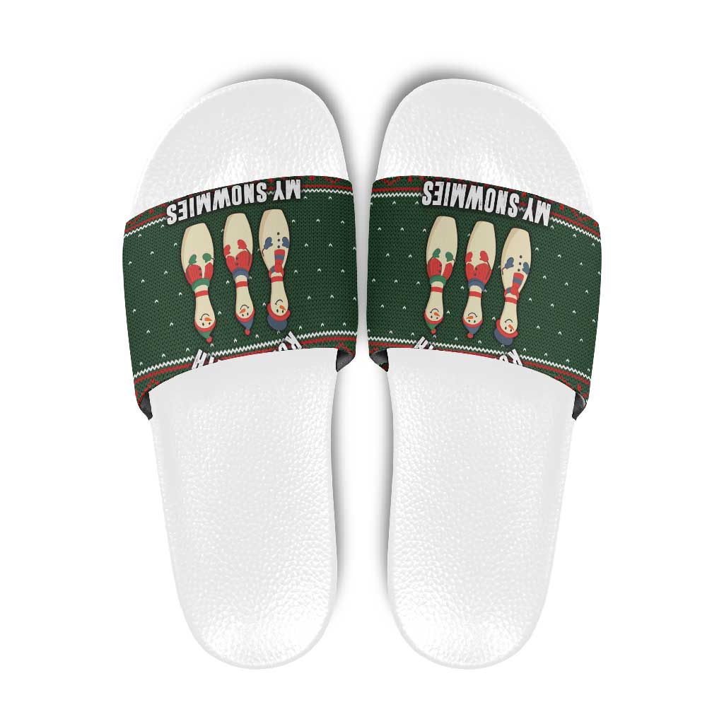 Christmas Bowling Rollin With My Snowmies Slide Sandals Xmas Holiday Patterns - Wonder Print Shop