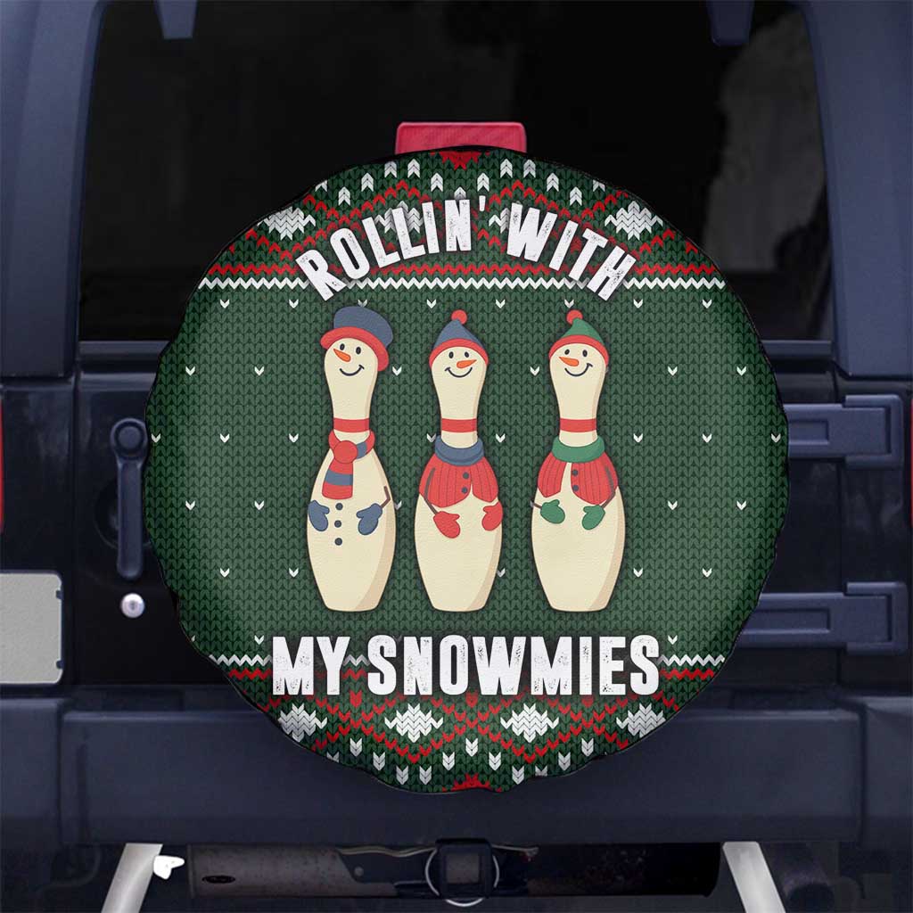 Christmas Bowling Rollin With My Snowmies Spare Tire Cover Xmas Holiday Patterns - Wonder Print Shop