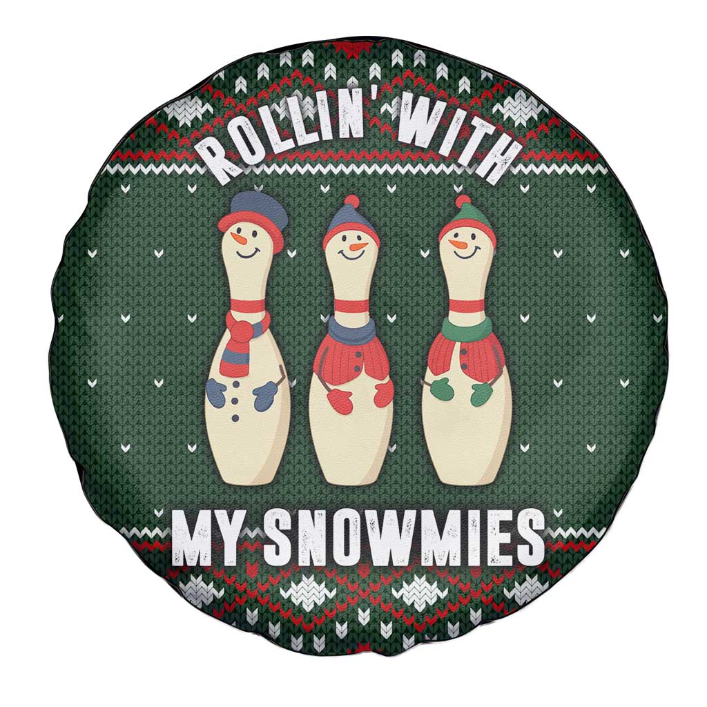 Christmas Bowling Rollin With My Snowmies Spare Tire Cover Xmas Holiday Patterns - Wonder Print Shop