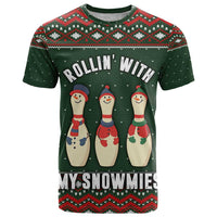 Christmas Bowling Rollin With My Snowmies T Shirt Xmas Holiday Patterns - Wonder Print Shop
