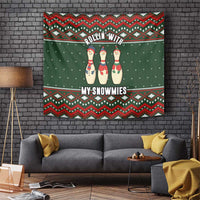 Christmas Bowling Rollin With My Snowmies Tapestry Xmas Holiday Patterns - Wonder Print Shop