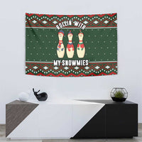 Christmas Bowling Rollin With My Snowmies Tapestry Xmas Holiday Patterns - Wonder Print Shop