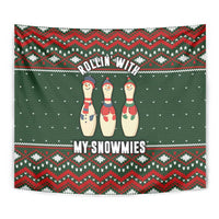 Christmas Bowling Rollin With My Snowmies Tapestry Xmas Holiday Patterns - Wonder Print Shop