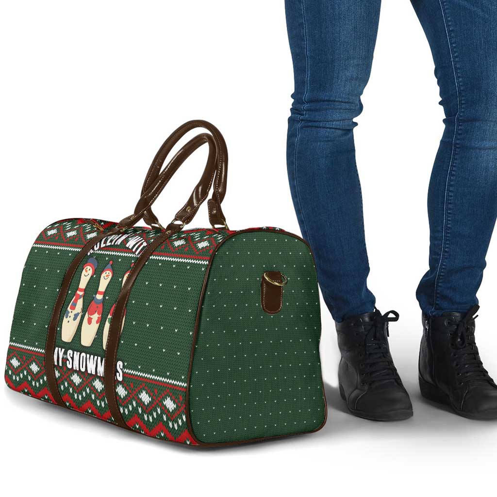 Christmas Bowling Rollin With My Snowmies Travel Bag Xmas Holiday Patterns - Wonder Print Shop