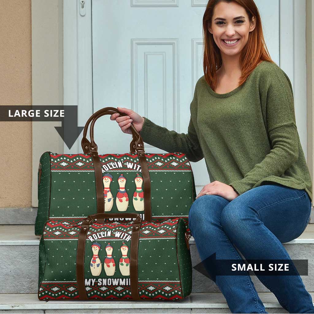 Christmas Bowling Rollin With My Snowmies Travel Bag Xmas Holiday Patterns - Wonder Print Shop