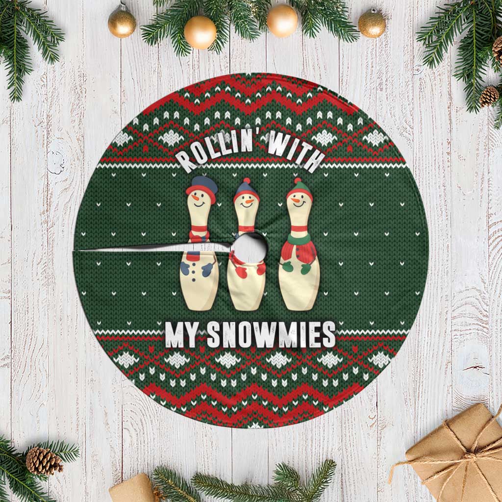 Christmas Bowling Rollin With My Snowmies Tree Skirt Xmas Holiday Patterns - Wonder Print Shop