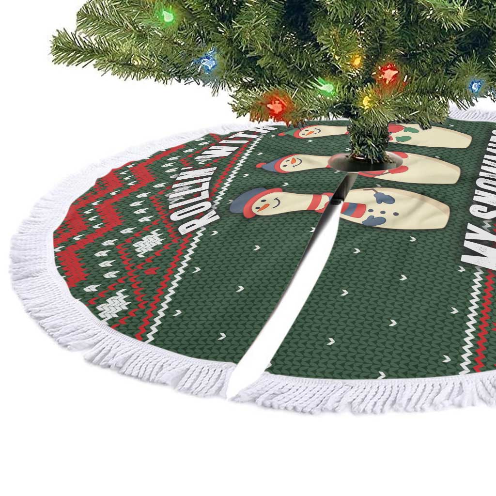 Christmas Bowling Rollin With My Snowmies Tree Skirt Xmas Holiday Patterns - Wonder Print Shop