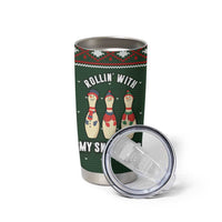 Christmas Bowling Rollin With My Snowmies Tumbler Cup Xmas Holiday Patterns - Wonder Print Shop