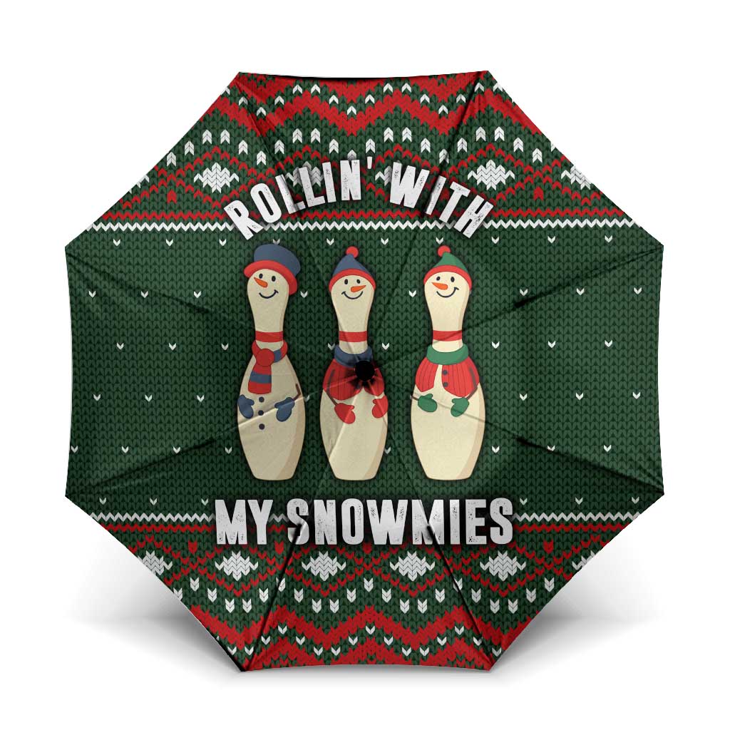Christmas Bowling Rollin With My Snowmies Umbrella Xmas Holiday Patterns - Wonder Print Shop