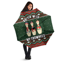 Christmas Bowling Rollin With My Snowmies Umbrella Xmas Holiday Patterns - Wonder Print Shop