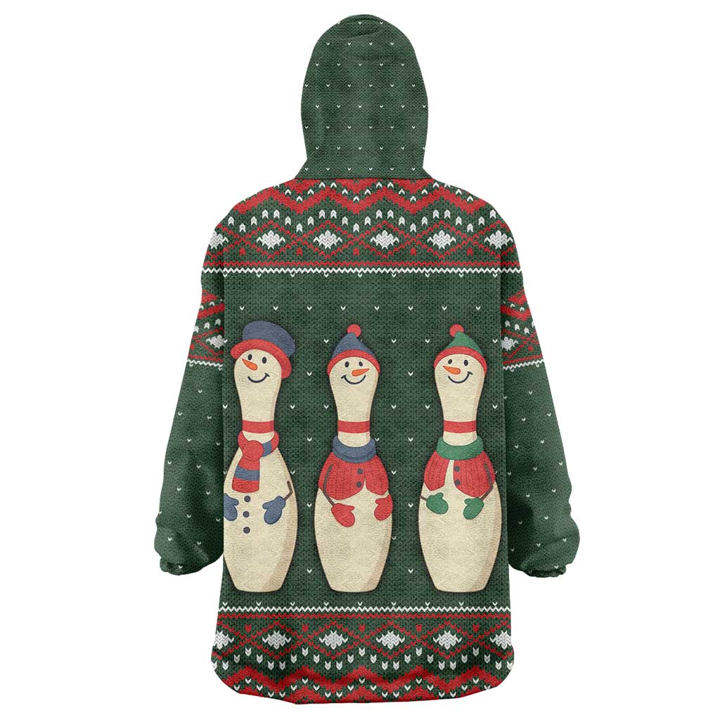 Christmas Bowling Rollin With My Snowmies Wearable Blanket Hoodie Xmas Holiday Patterns - Wonder Print Shop