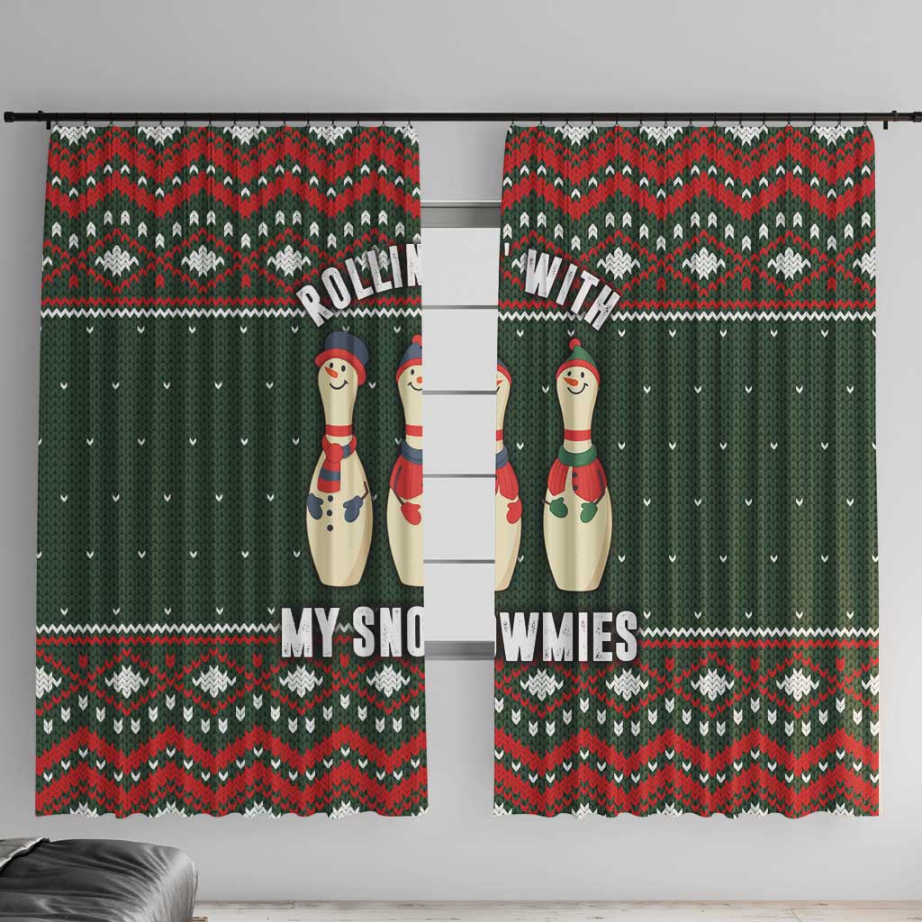 Christmas Bowling Rollin With My Snowmies Window Curtain Xmas Holiday Patterns - Wonder Print Shop