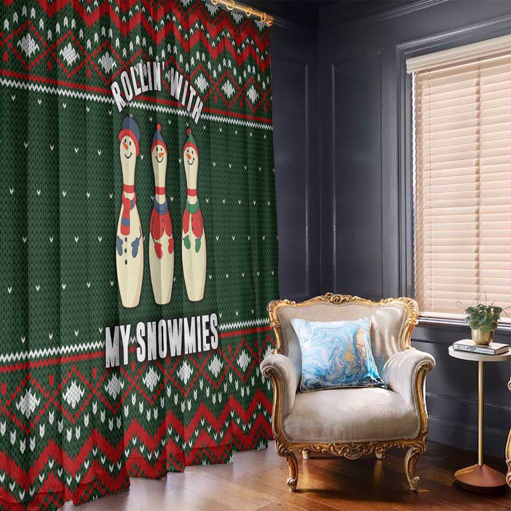 Christmas Bowling Rollin With My Snowmies Window Curtain Xmas Holiday Patterns - Wonder Print Shop