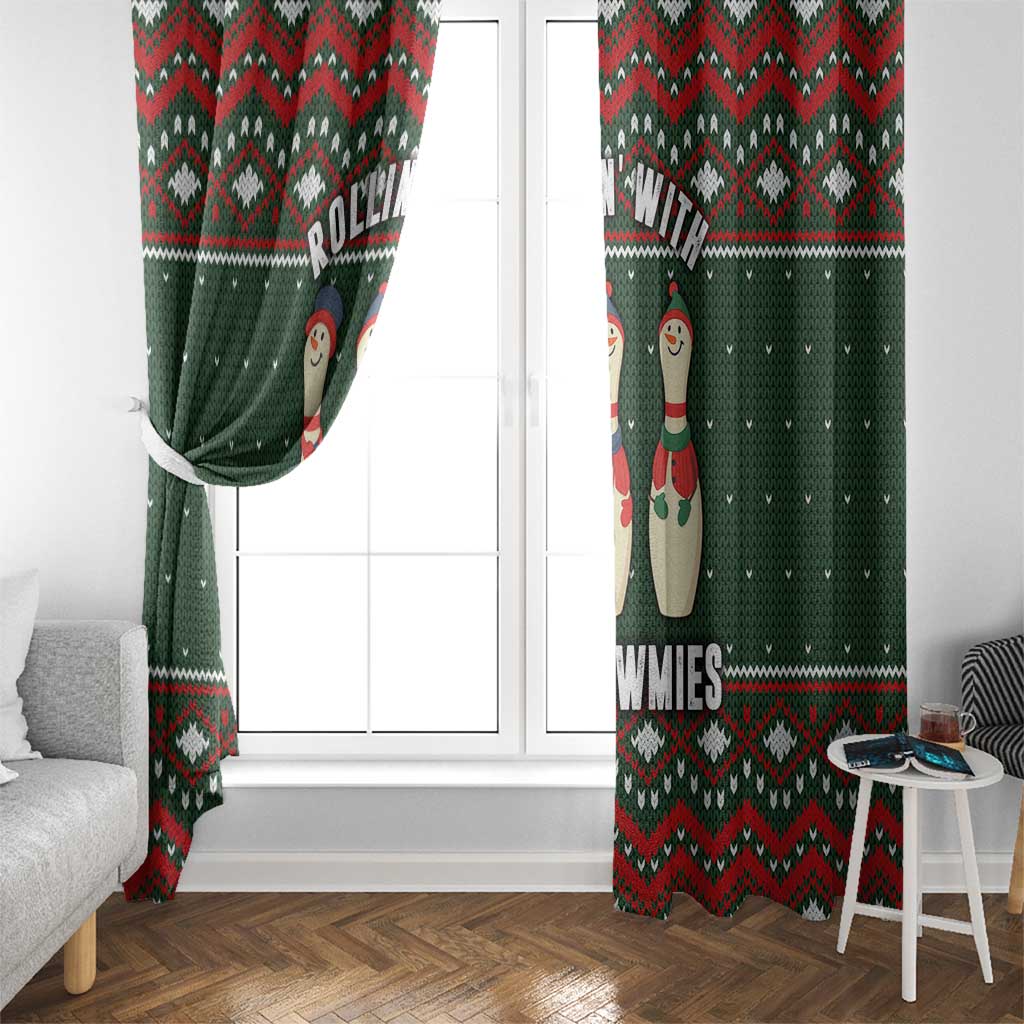 Christmas Bowling Rollin With My Snowmies Window Curtain Xmas Holiday Patterns - Wonder Print Shop