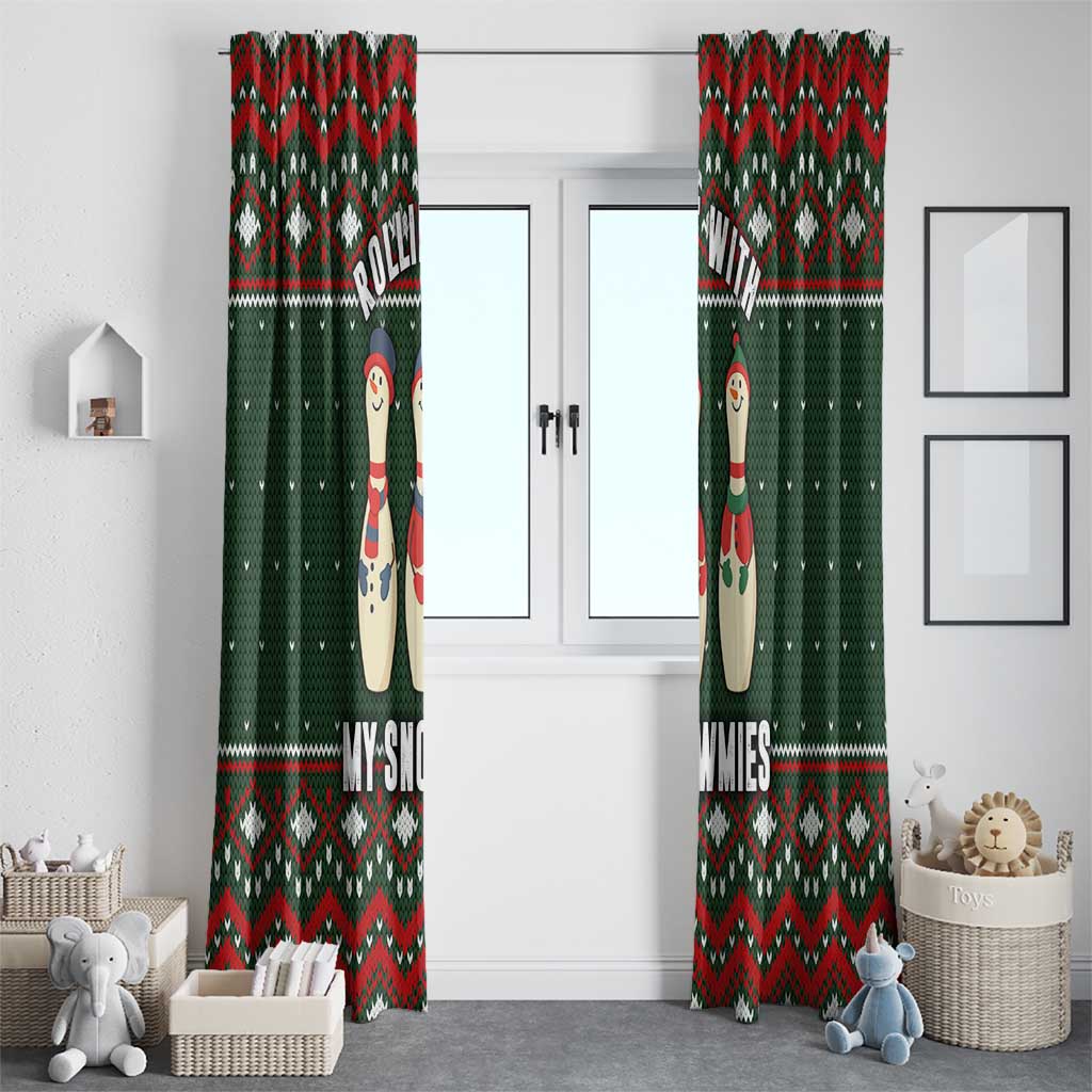 Christmas Bowling Rollin With My Snowmies Window Curtain Xmas Holiday Patterns - Wonder Print Shop