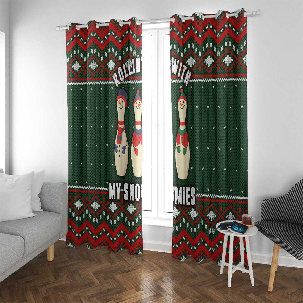 Christmas Bowling Rollin With My Snowmies Window Curtain Xmas Holiday Patterns - Wonder Print Shop