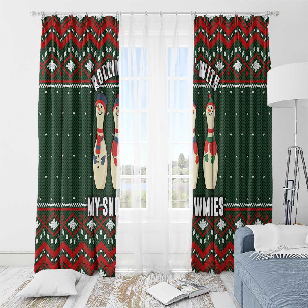 Christmas Bowling Rollin With My Snowmies Window Curtain Xmas Holiday Patterns - Wonder Print Shop