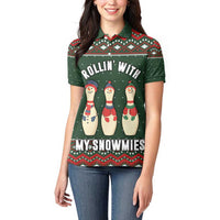 Christmas Bowling Rollin With My Snowmies Women Polo Shirt Xmas Holiday Patterns - Wonder Print Shop