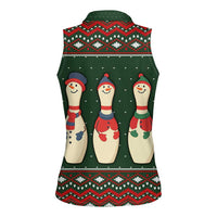 Christmas Bowling Rollin With My Snowmies Women Sleeveless Polo Shirt Xmas Holiday Patterns - Wonder Print Shop