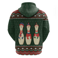 Christmas Bowling Rollin With My Snowmies Zip Hoodie Xmas Holiday Patterns - Wonder Print Shop