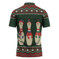 Christmas Bowling Rollin With My Snowmies Zipper Polo Shirt Xmas Holiday Patterns - Wonder Print Shop