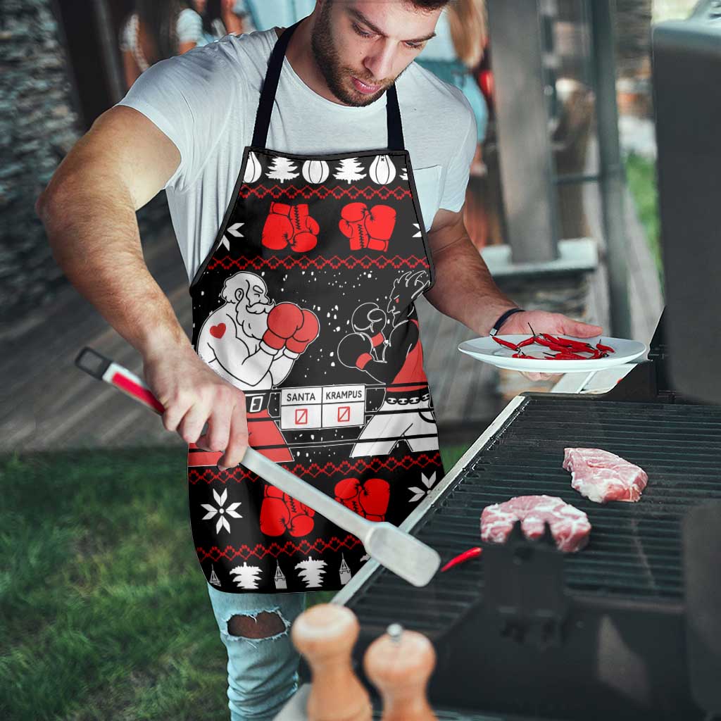 Christmas Boxing Santa And Krampus Apron Xmas Holiday Patterns - Wonder Print Shop