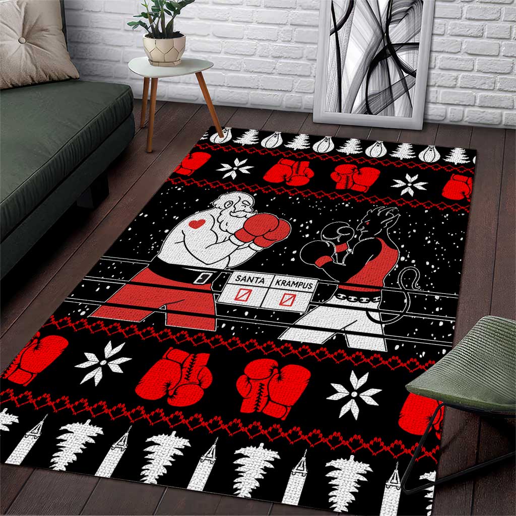 Christmas Boxing Santa And Krampus Area Rug Xmas Holiday Patterns - Wonder Print Shop