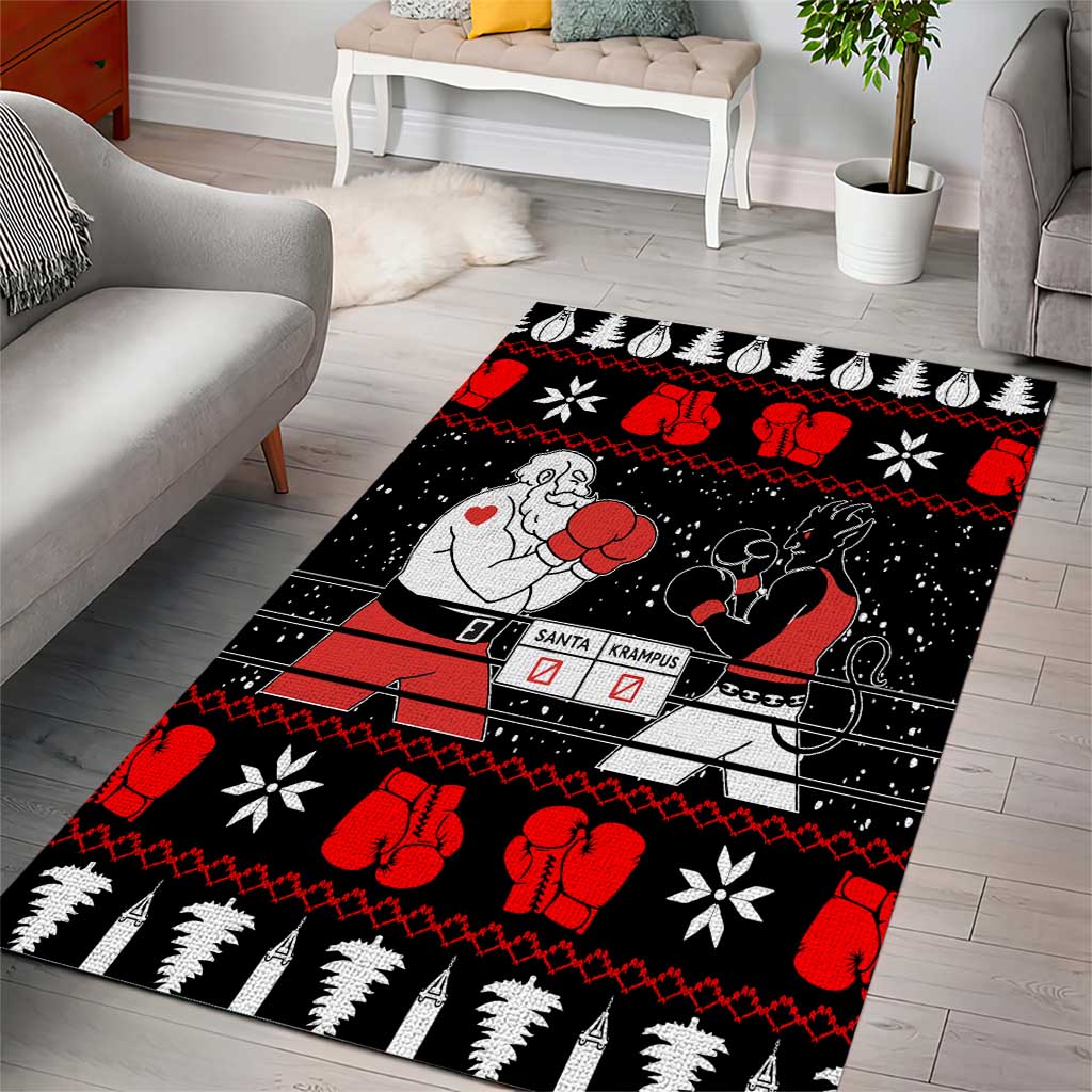 Christmas Boxing Santa And Krampus Area Rug Xmas Holiday Patterns - Wonder Print Shop