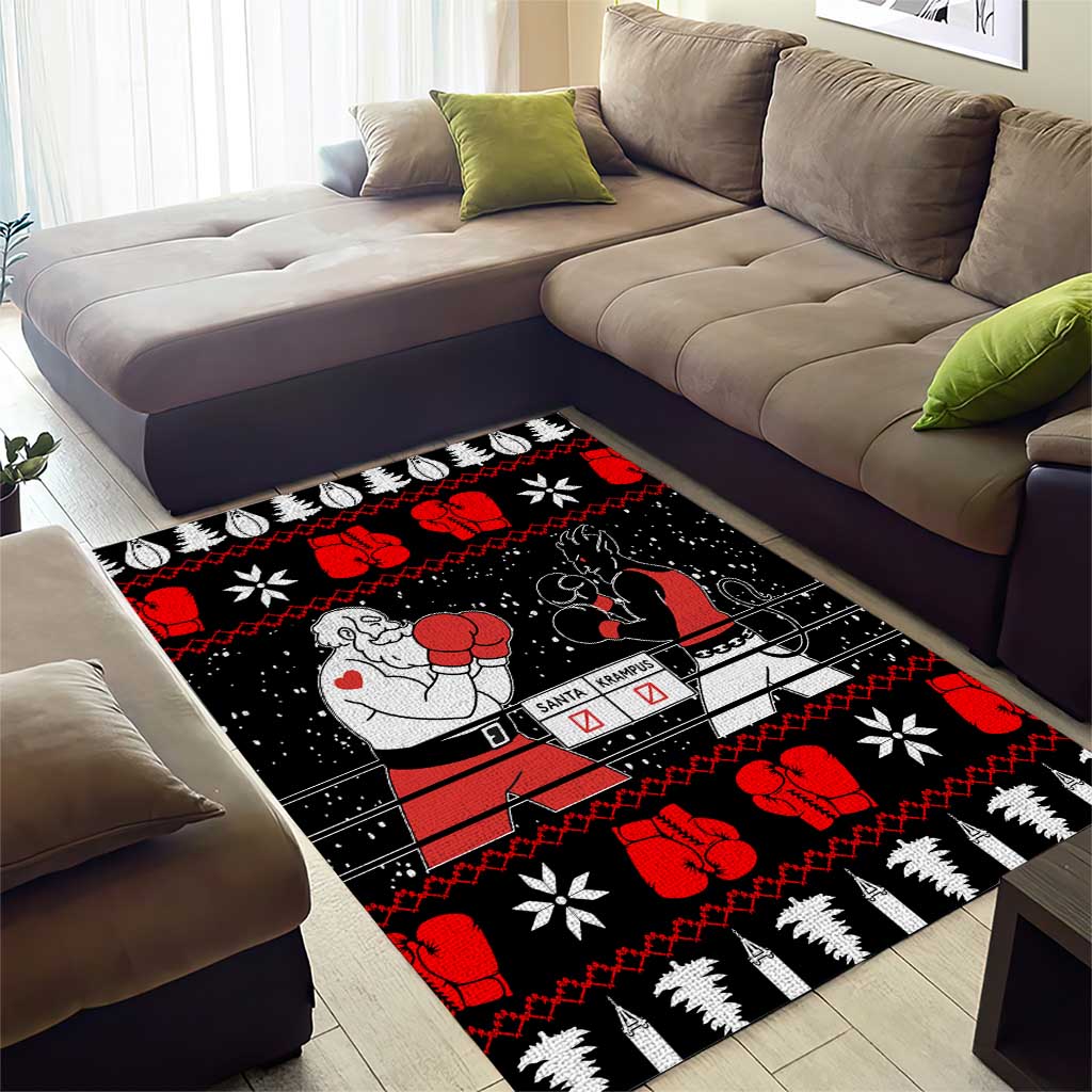 Christmas Boxing Santa And Krampus Area Rug Xmas Holiday Patterns - Wonder Print Shop