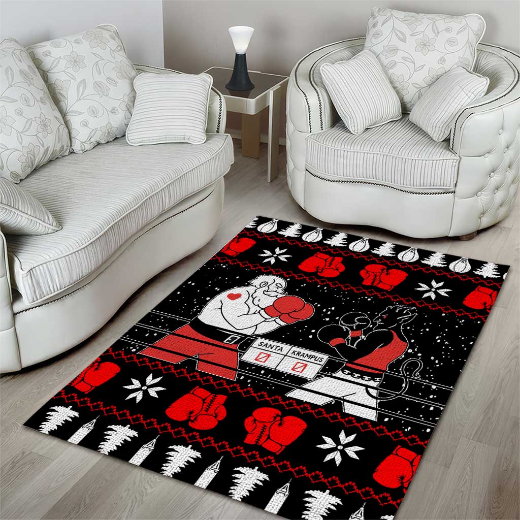 Christmas Boxing Santa And Krampus Area Rug Xmas Holiday Patterns - Wonder Print Shop