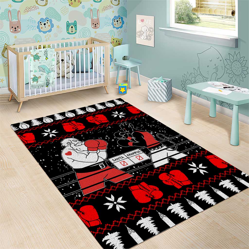 Christmas Boxing Santa And Krampus Area Rug Xmas Holiday Patterns - Wonder Print Shop