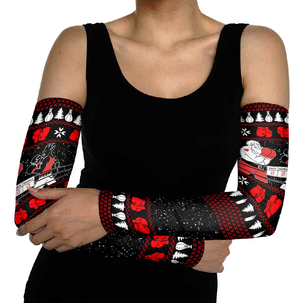Christmas Boxing Santa And Krampus Arm Sleeves Xmas Holiday Patterns - Wonder Print Shop