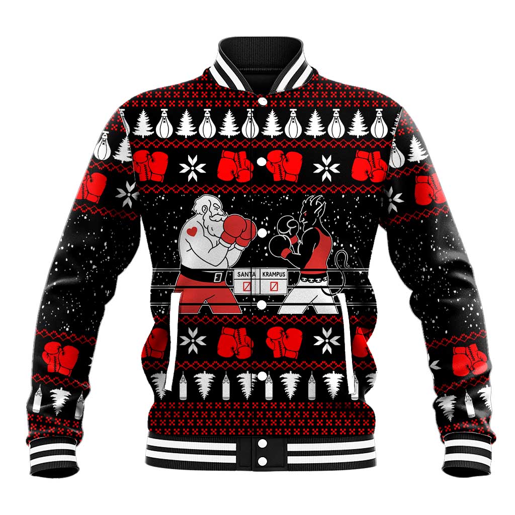 Christmas Boxing Santa And Krampus Baseball Jacket Xmas Holiday Patterns - Wonder Print Shop