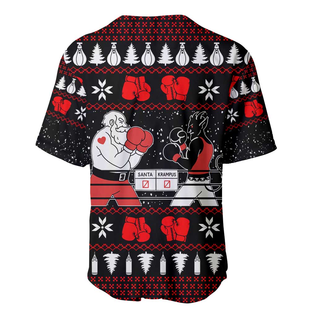 Christmas Boxing Santa And Krampus Baseball Jersey Xmas Holiday Patterns - Wonder Print Shop