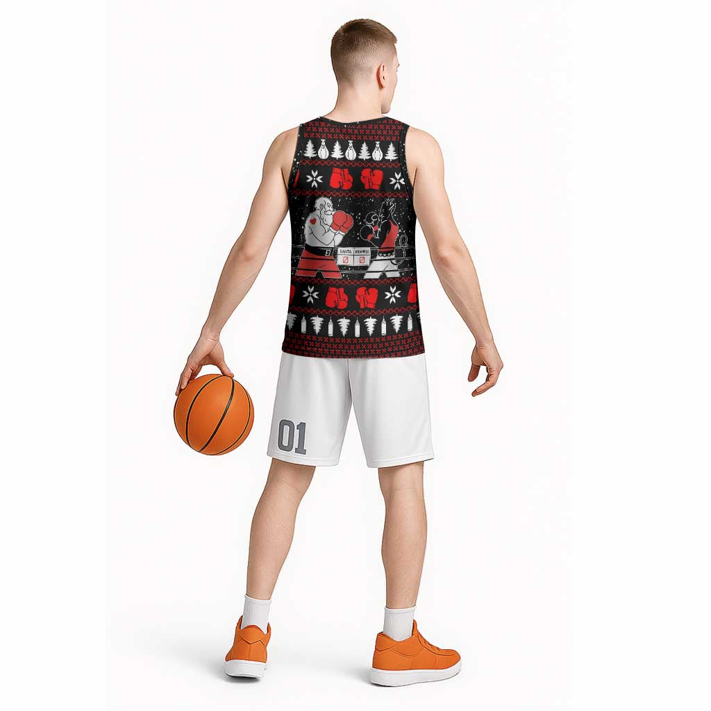 Christmas Boxing Santa And Krampus Basketball Jersey Xmas Holiday Patterns - Wonder Print Shop