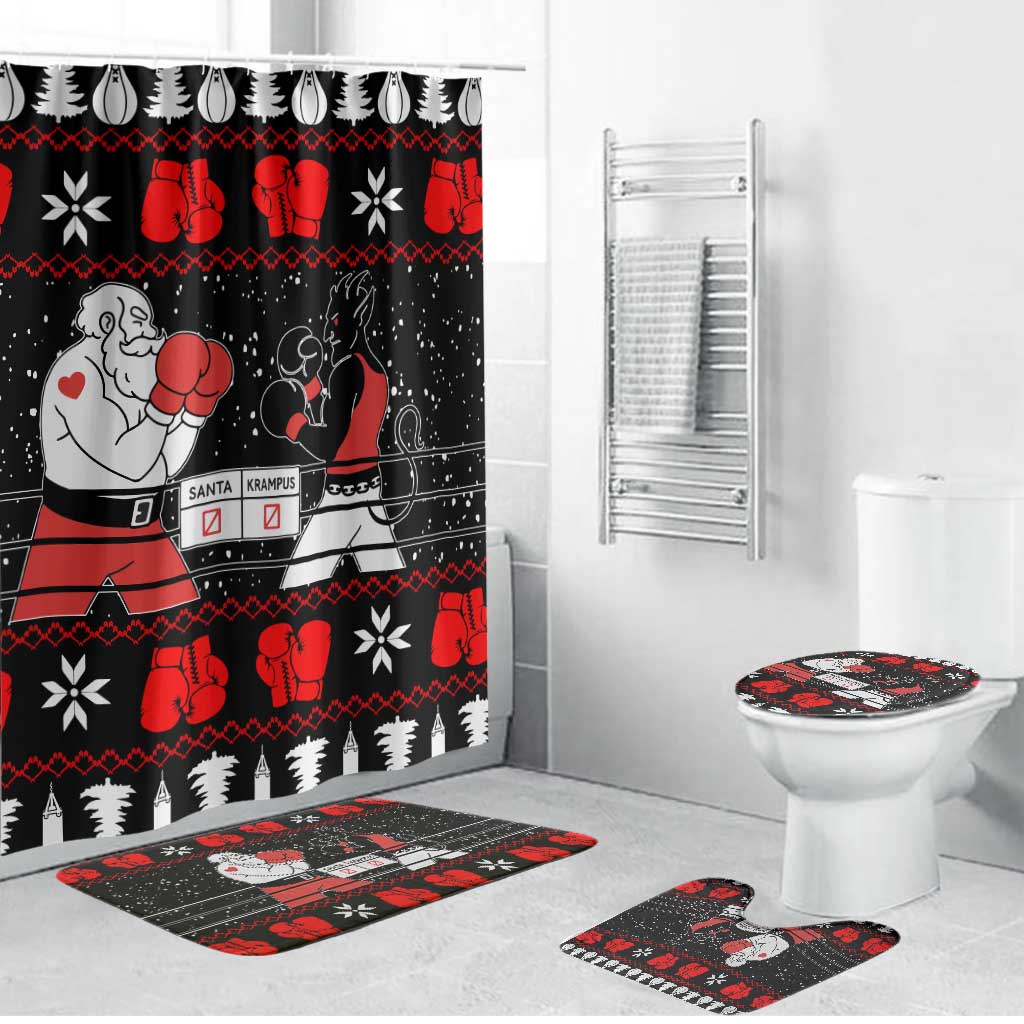 Christmas Boxing Santa And Krampus Bathroom Set Xmas Holiday Patterns - Wonder Print Shop
