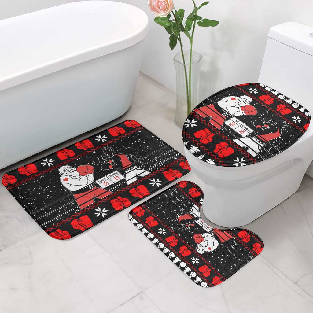 Christmas Boxing Santa And Krampus Bathroom Set Xmas Holiday Patterns - Wonder Print Shop