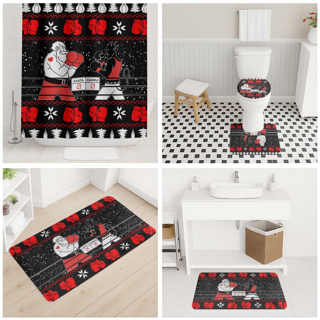 Christmas Boxing Santa And Krampus Bathroom Set Xmas Holiday Patterns - Wonder Print Shop