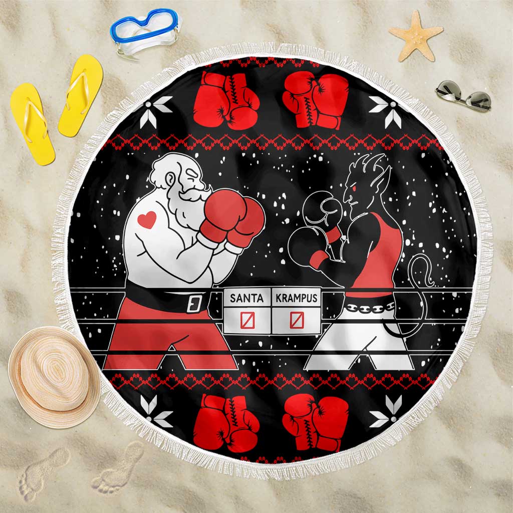 Christmas Boxing Santa And Krampus Beach Blanket Xmas Holiday Patterns - Wonder Print Shop