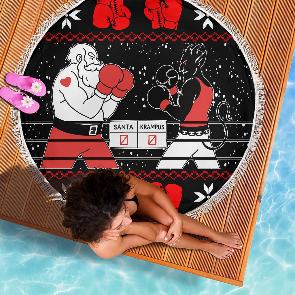 Christmas Boxing Santa And Krampus Beach Blanket Xmas Holiday Patterns - Wonder Print Shop