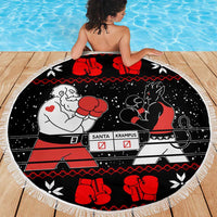 Christmas Boxing Santa And Krampus Beach Blanket Xmas Holiday Patterns - Wonder Print Shop