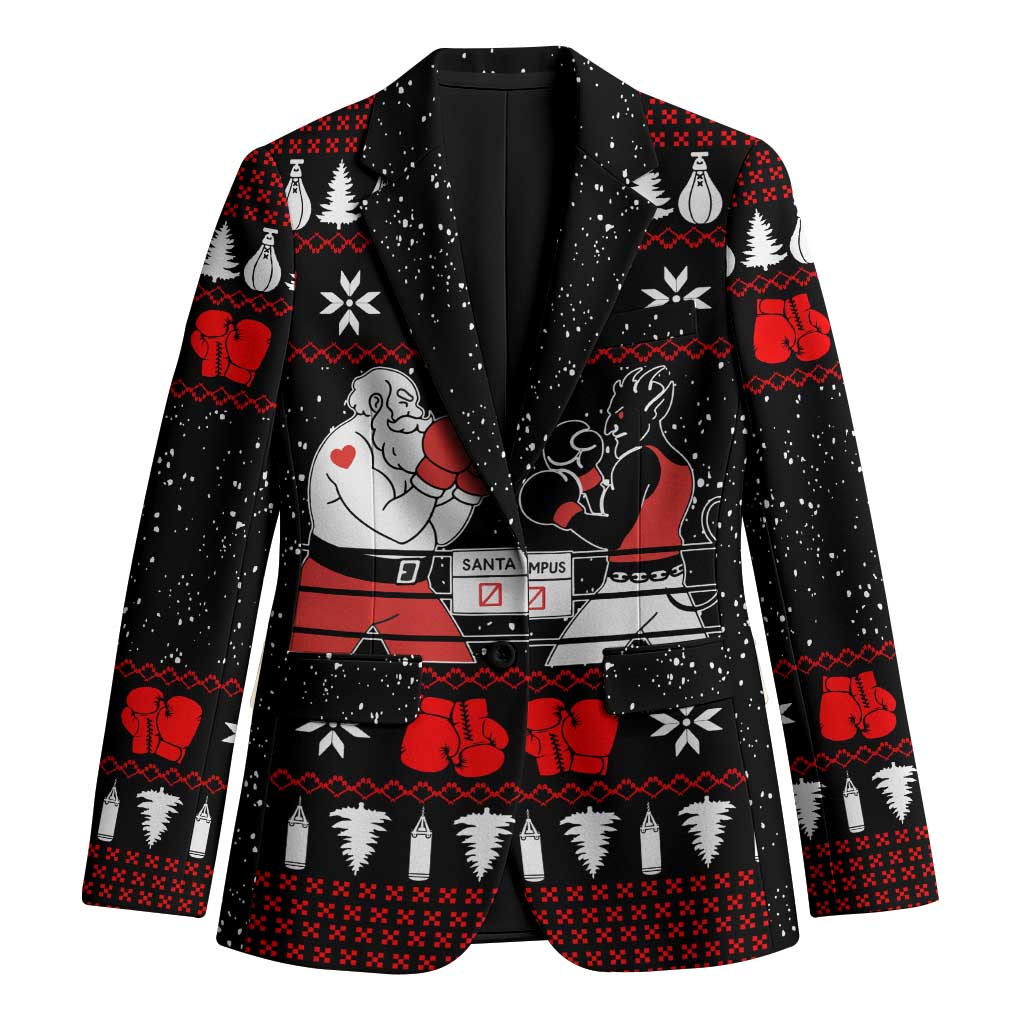 Christmas Boxing Santa And Krampus Blazer Xmas Holiday Patterns - Wonder Print Shop