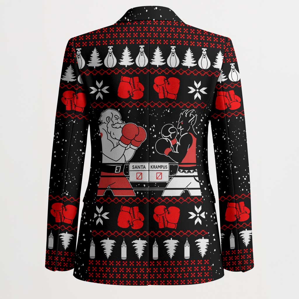Christmas Boxing Santa And Krampus Blazer Xmas Holiday Patterns - Wonder Print Shop